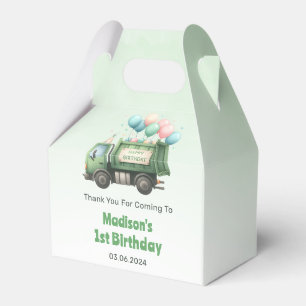 Trash Garbage Truck 1st Birthday Party Favor Box