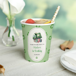 Trash Garbage Truck 1st Birthday Party Paper Cups