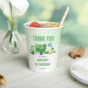 Trash Garbage Truck 1st Birthday Party Paper Cups