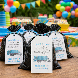 Trash Garbage Truck 1st Birthday Thank You Favor Gift Tags