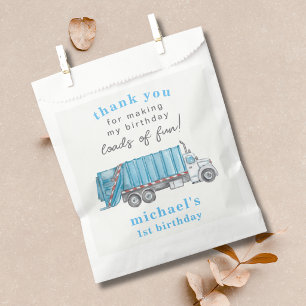 Trash Garbage Truck Blue 1st Birthday Thank You Favour Bag