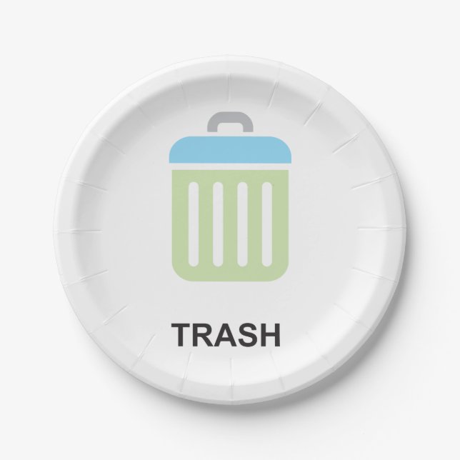 Trash Icon Garbage Bin Paper Plates (Front)