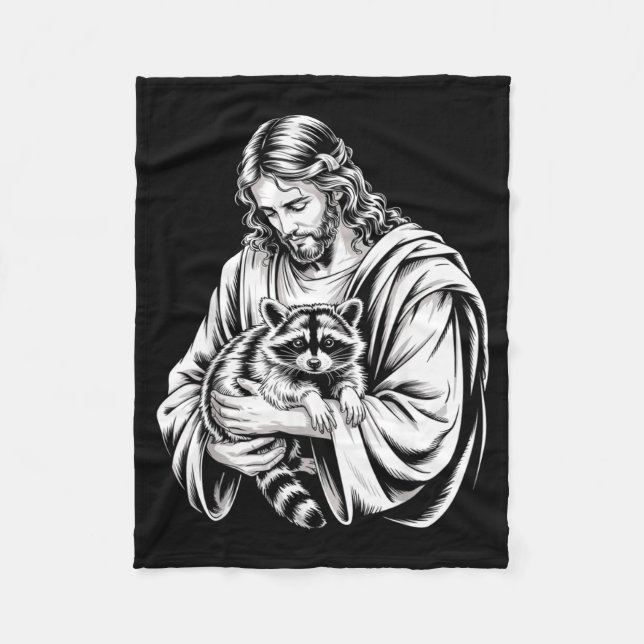 Trash Panda Jesus Raccoon Trashed Racoon Animal Ra Fleece Blanket (Front)
