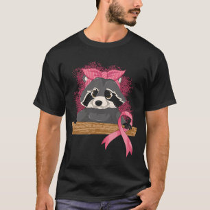 Trash Panda Pink Ribbon Raccoon Breast Cancer Awar T-Shirt