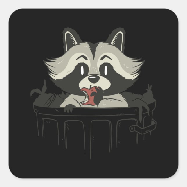 Trash Panda Raccoon eating Garbage Gift Square Sticker (Front)