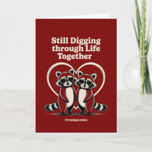Trash Pandas Raccoons Couple Valentines Digging  Card