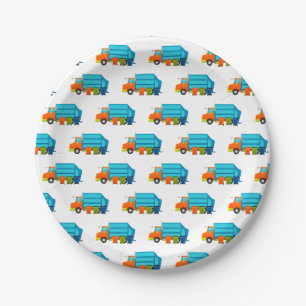 Trash Truck and Garbage Cans Kids Party Paper Plate