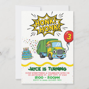 Trash Truck Birthday Invitation Dump Truck Party