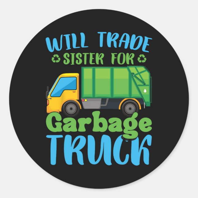 Trash Trucks Earth Day Recycle Toddler Garge Truck Classic Round Sticker (Front)