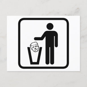 trash trump sign postcard