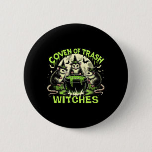 Trash Witches Opossum Spooky Halloween 2 Inch Round Button