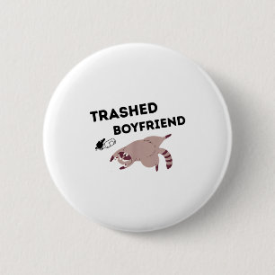 Trashed Boyfriend, Funny Trashed Panda Couples Pre 2 Inch Round Button