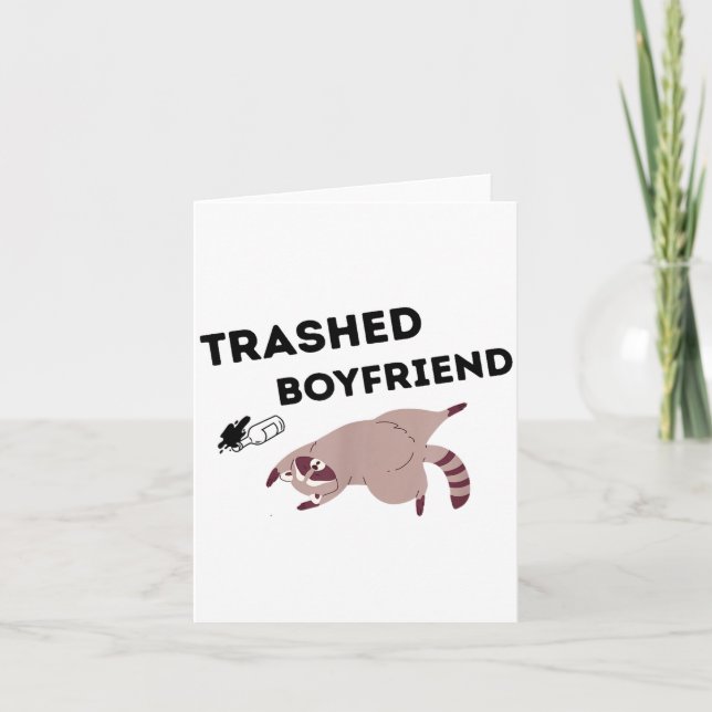 Trashed Boyfriend, Funny Trashed Panda Couples Pre Card (Front)
