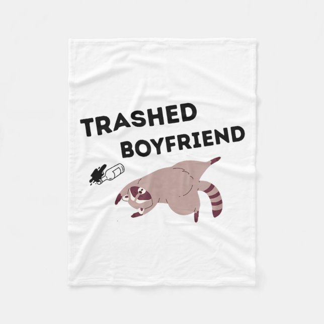 Trashed Boyfriend, Funny Trashed Panda Couples Pre Fleece Blanket (Front)