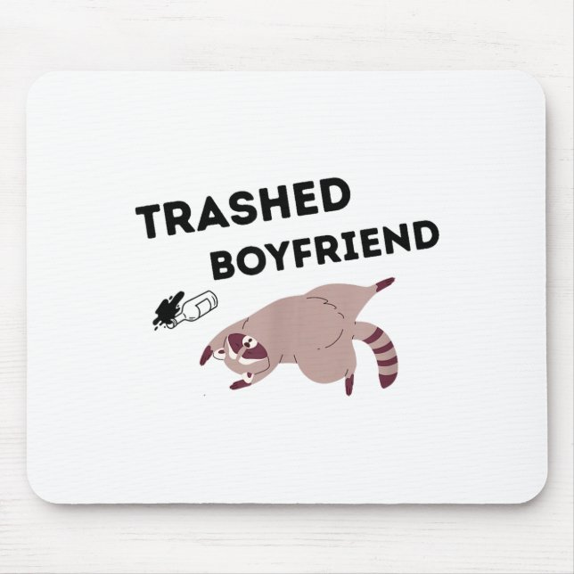 Trashed Boyfriend, Funny Trashed Panda Couples Pre Mouse Pad (Front)