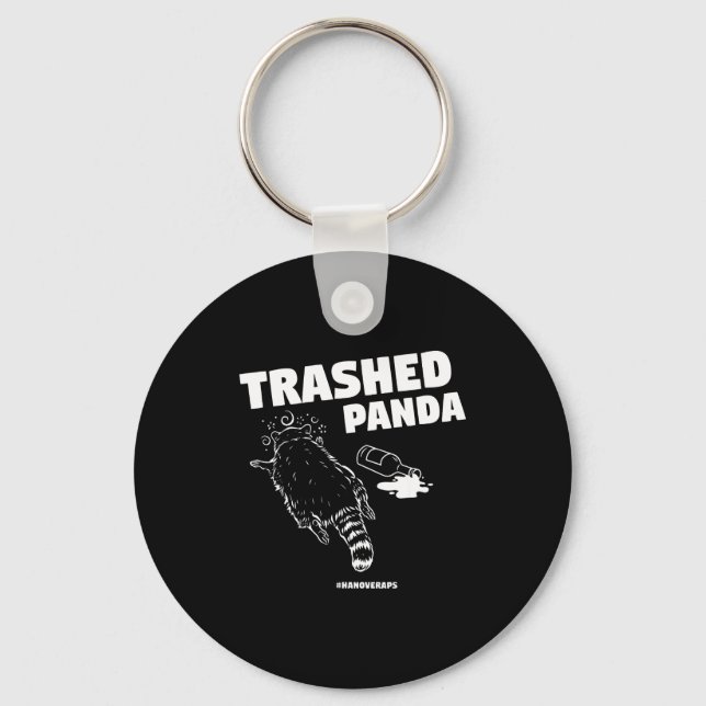 Trashed Panda Drunken Raccoon Funny Meme  Keychain (Front)