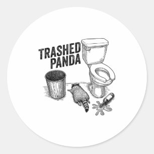 Trashed Panda, Funny Drunk Raccoon, Trash Panda Hu Classic Round Sticker