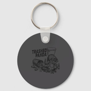 Trashed Panda Funny Drunk Racoon Keychain
