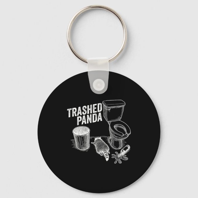 Trashed Panda Funny Drunk Racoon  Keychain (Front)