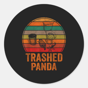 Trashed Panda Funny Drunk Racoon Vintage Funny Men Classic Round Sticker