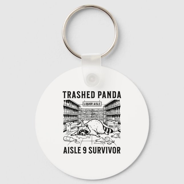 Trashed Panda Liquore Funny Hangover Crazy Drunk R Keychain (Front)