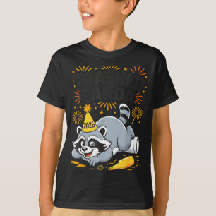 Trashed Panda New Year 2026 Funny Drunk Raccoon  T-Shirt