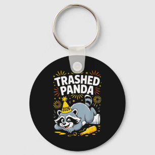 Trashed Panda New Year 2026 Funny Raccoon Design  Keychain