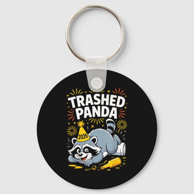 Trashed Panda New Year 2026 Funny Raccoon Design  Keychain (Front)