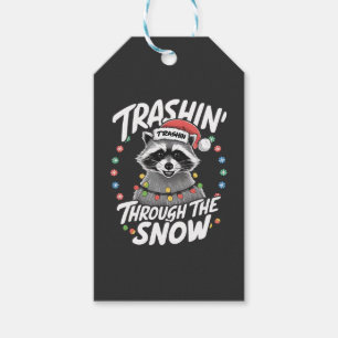 Trashing Through the Snow Funny Raccoon Christmas Gift Tags