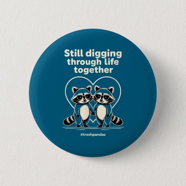 Trashpandas Couples Matching Valentines Day Annive 2 Inch Round Button (Front)