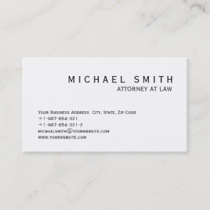 Tratidional Classic White Attorney Business Card