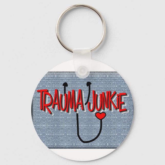 Trauma Nurse "Trauma Junkie" Gifts Keychain (Front)