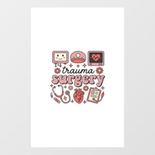 Trauma Surgery Vintage Medical Vector Shirt Design Window Cling