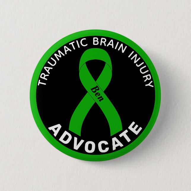 Traumatic Brain Injury Advocate Ribbon Black 2 Inch Round Button (Front)