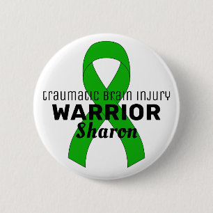 Traumatic Brain Injury Advocate Ribbon White Butto 2 Inch Round Button