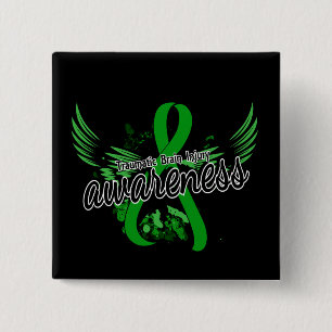 Traumatic Brain Injury Awareness 16 2 Inch Square Button