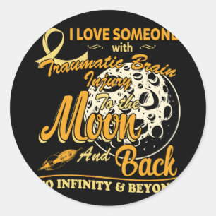 Traumatic Brain Injury Awareness Moon Back Love Classic Round Sticker