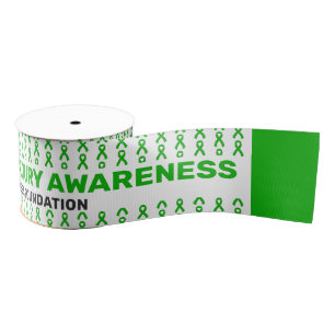 Traumatic Brain Injury Awareness Pattern Ribbon Grosgrain Ribbon