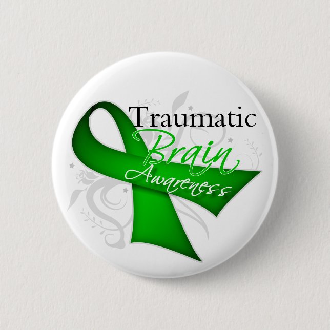 Traumatic Brain Injury Awareness Ribbon 2 Inch Round Button (Front)