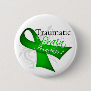 Traumatic Brain Injury Awareness Ribbon 2 Inch Round Button