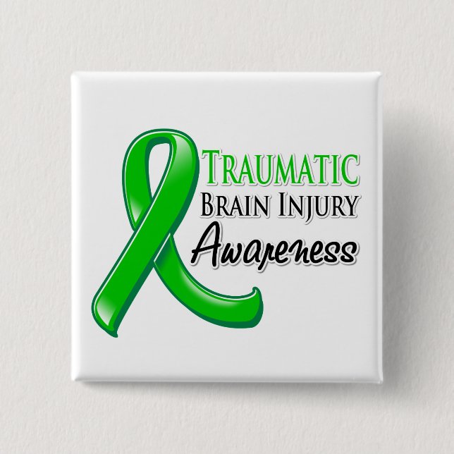 Traumatic Brain Injury Awareness Ribbon 2 Inch Square Button (Front)