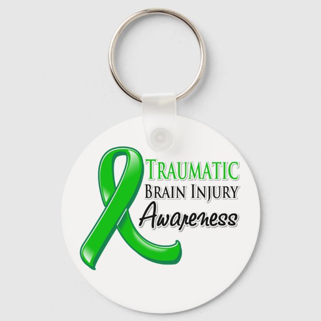 Traumatic Brain Injury Awareness Ribbon Keychain (Front)