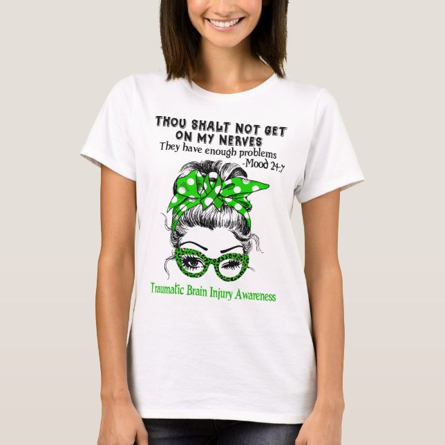 Traumatic Brain Injury Awareness Ribbon Support  T-Shirt (Front)