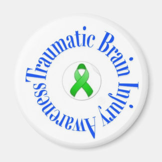 Traumatic Brain Injury Awareness Round Magnet Whit
