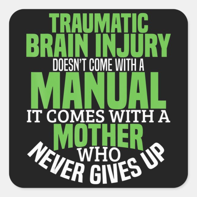 Traumatic Brain Injury Awareness T Shirt TBI Aware Square Sticker (Front)