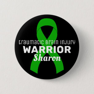 Traumatic Brain Injury Warrior Ribbon Black 2 Inch Round Button