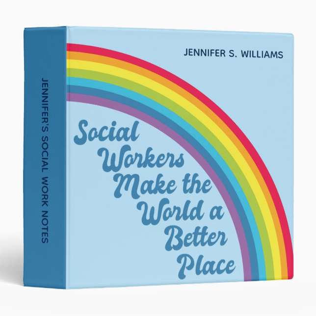 Travail social Citation inspirante Classeur arc-en (Devant/Côté)