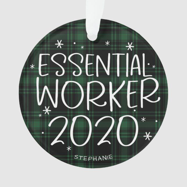 Travailleur essentiel 2020 Couvert Noël Vert Plaid (devant)
