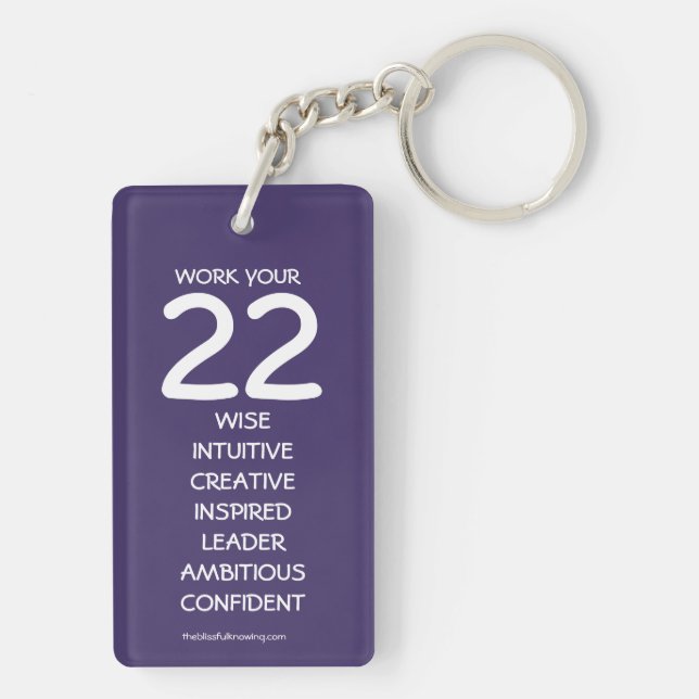 "Travaillez votre 22" porte - clé de Numerology (Dos)
