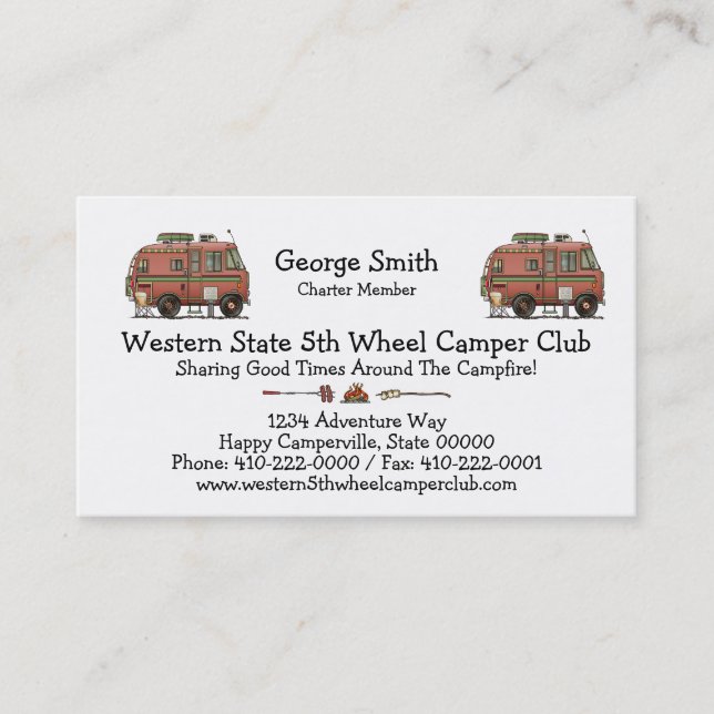 Travco Motor Home Camper RV Business Card (Front)